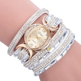 Casual Rhinestone Watch Bracelet with Quartz Movement & Leather Band - 25mm Dial - snake - label