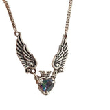 Vintage Gothic Heart Crown Angel Wings Necklace for Women - Exquisite Love Pendant Clavicle Chain Choker, Fashion Jewelry