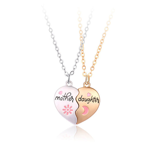 2PCS Mother - Daughter Matching Heart Necklace Set - Magnetic Pendant Jewelry, Perfect Fashion Gift for Mother's Day snake - label