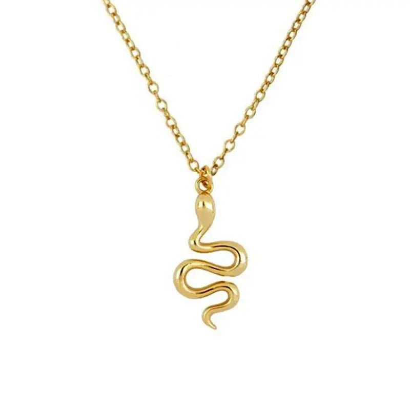 Clavicle Chain Snake Necklace with Adjustable Length - Premium Gold Alloy snake - label
