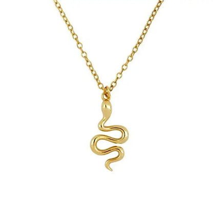 Clavicle Chain Snake Necklace with Adjustable Length - Premium Gold Alloy snake - label