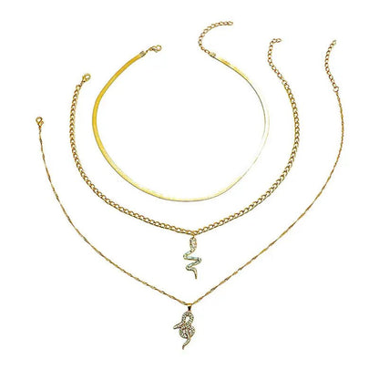 Clavicle Chain Snake Necklace with Adjustable Length - Premium Gold Alloy snake - label