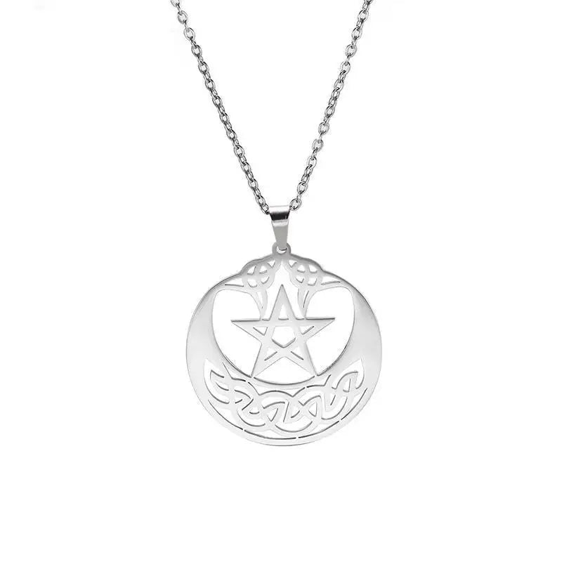 Clavicle Snake Necklace - Stainless Steel Five - Pointed Star Pendant snake - label