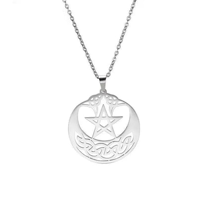 Clavicle Snake Necklace - Stainless Steel Five - Pointed Star Pendant snake - label