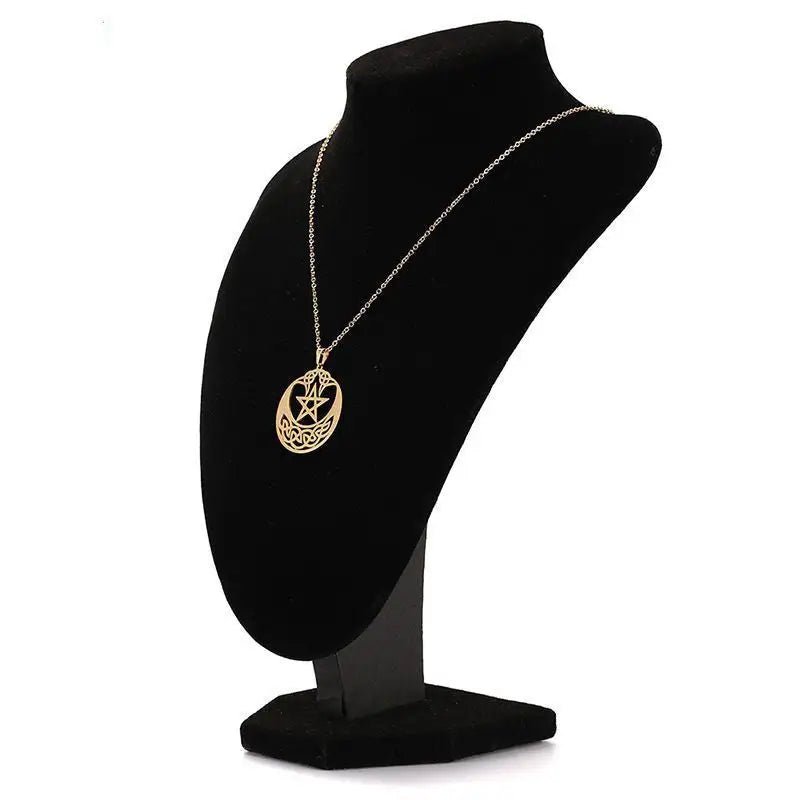 Clavicle Snake Necklace - Stainless Steel Five - Pointed Star Pendant snake - label