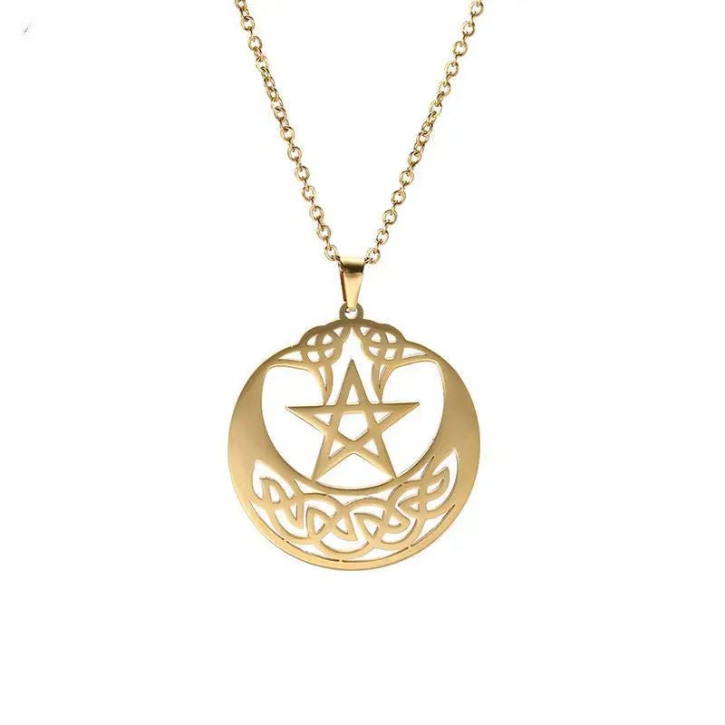 Clavicle Snake Necklace - Stainless Steel Five - Pointed Star Pendant snake - label