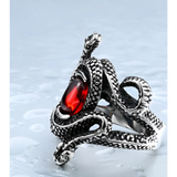 Coiled Snake Stone Ring with Zircon Accents - Stainless Steel Design - snake - label