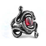 Coiled Snake Stone Ring with Zircon Accents - Stainless Steel Design - snake - label