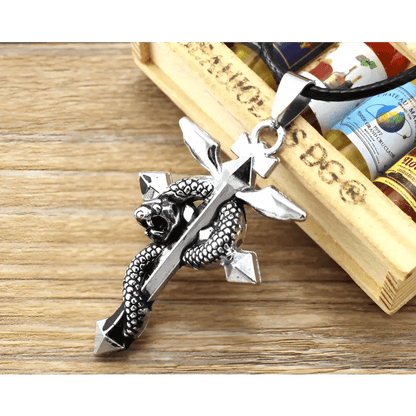 Cord Cross Snake Necklace: Lightweight Unisex Geometry Pendant, 4.5*2.5cm snake - label