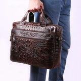 Cowhide Computer Bag with 15 - Inch Laptop Compartment & Crocodile Pattern - snake - label