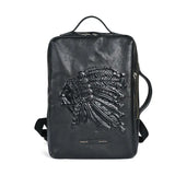 Cowhide Men's Backpack with Animal Pattern Design - Genuine Leather, Lightweight, European & American Retro Style - snake - label