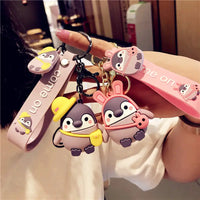 Creative Cartoon Keychain with Pink and Yellow Penguin Options - Durable Vinyl Material - Unique Item No. B - 183 - snake - label