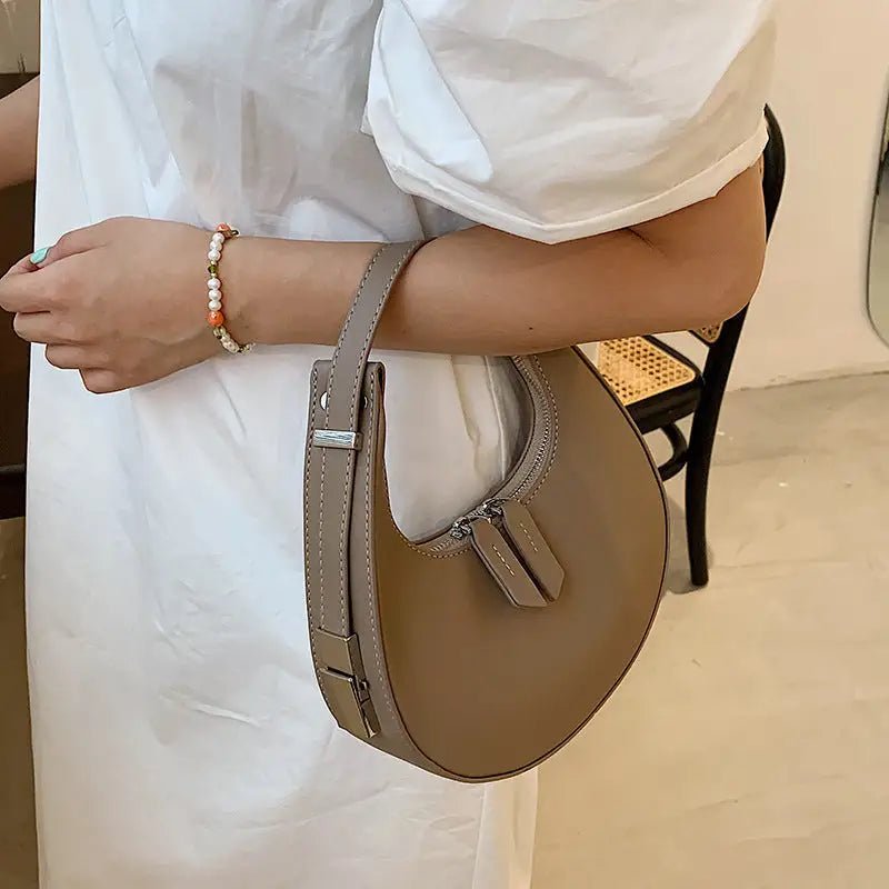Crescent Leather Small Bag: Stylish U - Shaped Underarm Bag in 4 Colors snake - label