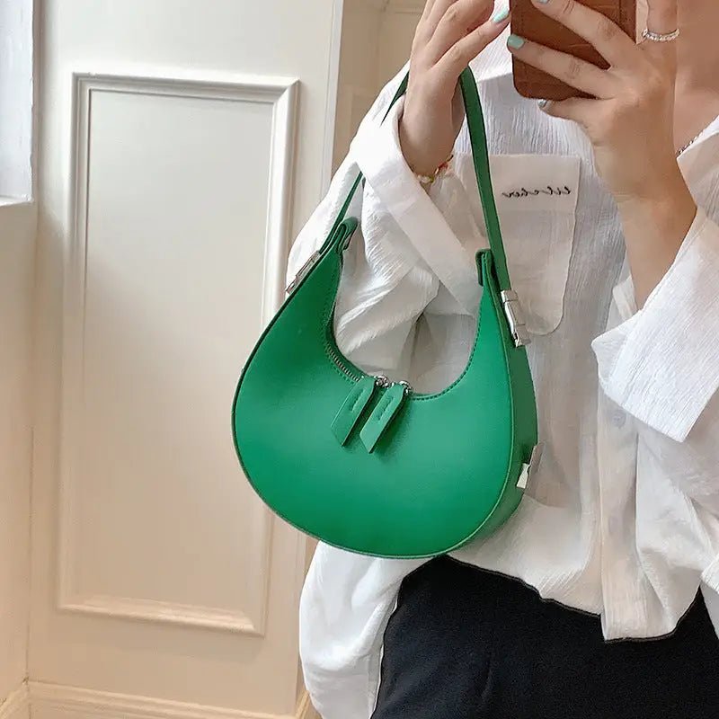 Crescent Leather Small Bag: Stylish U - Shaped Underarm Bag in 4 Colors snake - label