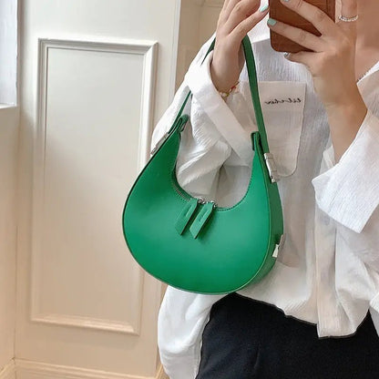 Crescent Leather Small Bag: Stylish U - Shaped Underarm Bag in 4 Colors snake - label