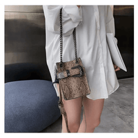 Crossbody Snake Bag with Trendy Korean Design & Snake Pattern Chain snake - label