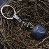 Crystal Agate Keychain: Natural Stone Handcrafted Keychain with Unique Veins snake - label