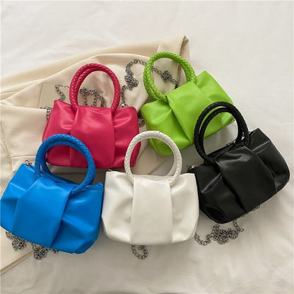 Portable Cloud Underarm Pleated Tote - Stylish Chain Crossbody Bag for Women snake - label