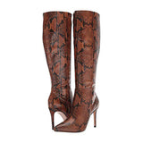 Sexy Snake Print Side Zip Knee Boots