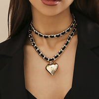 Double-Layer Big Love Necklace - Street Punk Style Chain Design for Women, Trendy Fashion Jewelr