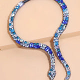 Diamond Animal Snake Necklace with Adjustable Circumference - High - Quality Alloy & Exquisite Diamond Setting snake - label