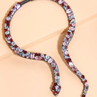 Diamond Animal Snake Necklace with Adjustable Circumference - High - Quality Alloy & Exquisite Diamond Setting snake - label