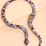 Diamond Animal Snake Necklace with Adjustable Circumference - High - Quality Alloy & Exquisite Diamond Setting - snake - label