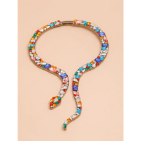 Diamond Animal Snake Necklace with Adjustable Circumference - High - Quality Alloy & Exquisite Diamond Setting - snake - label