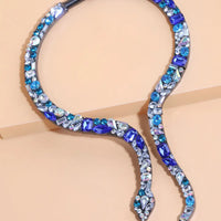 Diamond Animal Snake Necklace with Adjustable Circumference - High - Quality Alloy & Exquisite Diamond Setting - snake - label