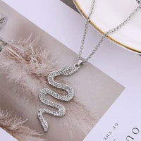 Diamond Snake Pendant with Double Color Detailing and Rhinestone Embellishments snake - label