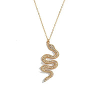 Diamond Snake Pendant with Double Color Detailing and Rhinestone Embellishments