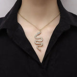 Diamond Snake Pendant with Double Color Detailing and Rhinestone Embellishments snake - label