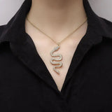 Diamond Snake Pendant with Double Color Detailing and Rhinestone Embellishments - snake - label