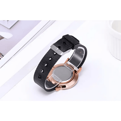 Digital Mesh Band Watches - Stylish 40mm Slim Profile Pointer Display Timepiece snake - label