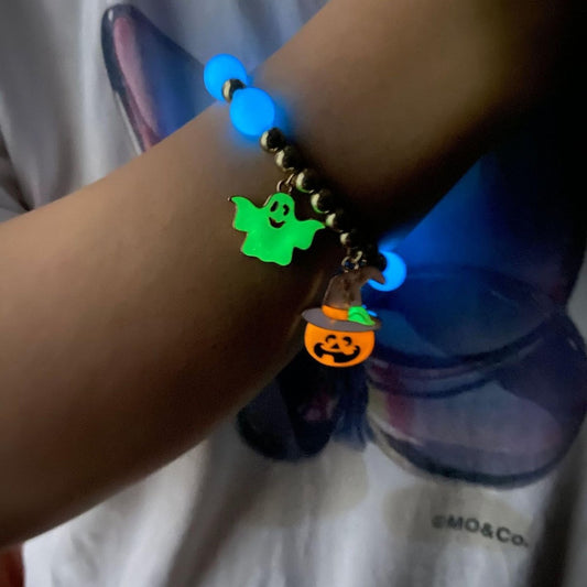 Halloween Vintage Beaded Bracelet - Pumpkin Head, Witch Hat, Kitten, Gothic Geometric Design with Natural Stone, Multicolor Party Jewelry for Women snake - label
