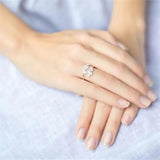 Elegant Leaves Shape Diamond Ring with S925 Sterling Silver snake - label