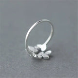 Elegant Leaves Shape Diamond Ring with S925 Sterling Silver snake - label