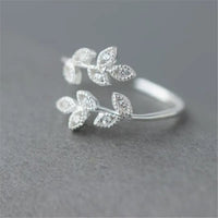 Elegant Leaves Shape Diamond Ring with S925 Sterling Silver - snake - label