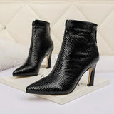 European And American Sexy Pointed Toe Martin snake Boots snake - label