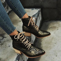 European and American Thick Heel Sexy Snake Print Ladies Boots snake - label