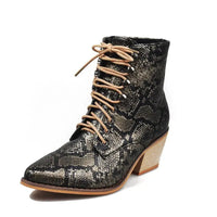 European and American Thick Heel Sexy Snake Print Ladies Boots snake - label