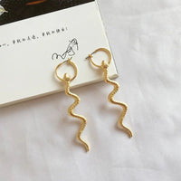 Exaggerated Long Snake Earrings with Golden Alloy Finish snake - label