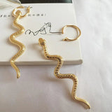 Exaggerated Long Snake Earrings with Golden Alloy Finish snake - label