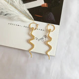 Exaggerated Long Snake Earrings with Golden Alloy Finish snake - label