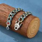 Eye Day Bead Bracelet: Retro Chinese Copper Zodiac Bracelet - snake - label