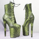 Super High Heel Ankle Boots Snake Print