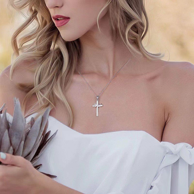 Gold Cross Infinity Pendant Necklace for Women - Stylish Fashion Jewelry, Simple Neck Accessory, Perfect Valentine's Day Gift snake - label