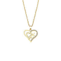 Mom Heart-Shaped Diamond Letter Necklace - Elegant Fine Jewelry for Women, Perfect Mother's Day Gift