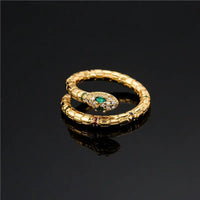 Fashion Gold Color Snake Ring with Sparkling CZ - Adjustable Size, Exquisite Design snake - label