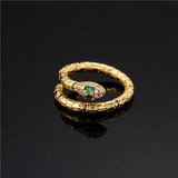 Fashion Gold Color Snake Ring with Sparkling CZ - Adjustable Size, Exquisite Design snake - label